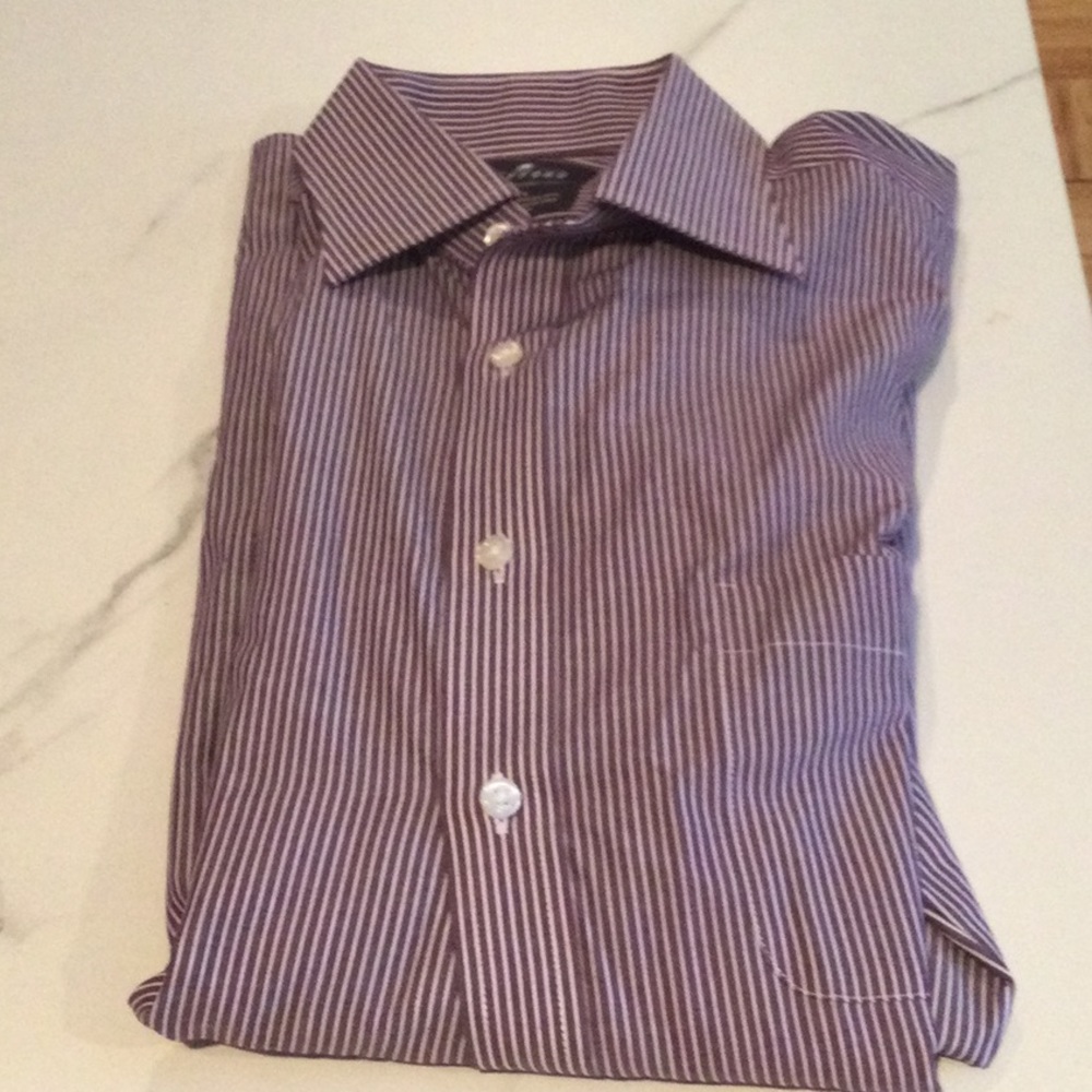 Stafford pintripe button down dress shirt, 15 1/2, 32-33.
